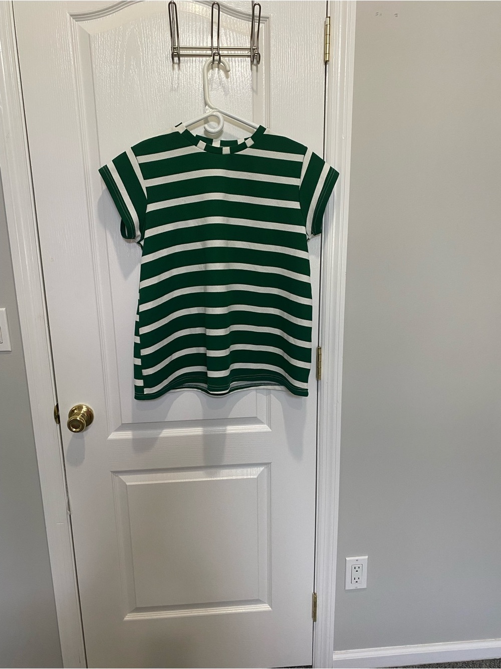 Green & White Striped Short Sleeve Tee